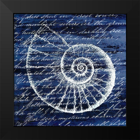 Indigo Shell 1 Black Modern Wood Framed Art Print by Kimberly, Allen