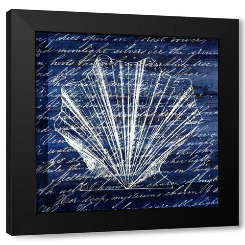 Indigo Shell 2 Black Modern Wood Framed Art Print with Double Matting by Kimberly, Allen