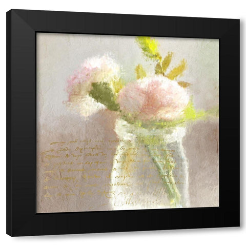 Peonies Pink Black Modern Wood Framed Art Print by Kimberly, Allen