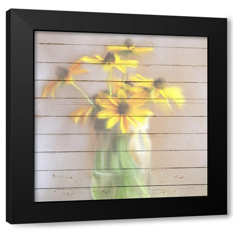 Spring Yellow Black Modern Wood Framed Art Print by Kimberly, Allen