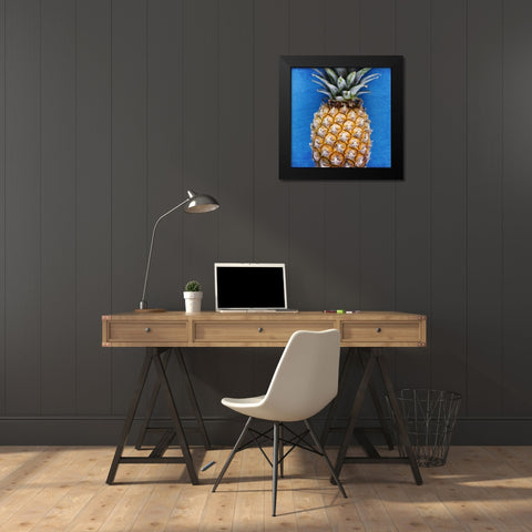 Pineapple Blue 2 Black Modern Wood Framed Art Print by Kimberly, Allen