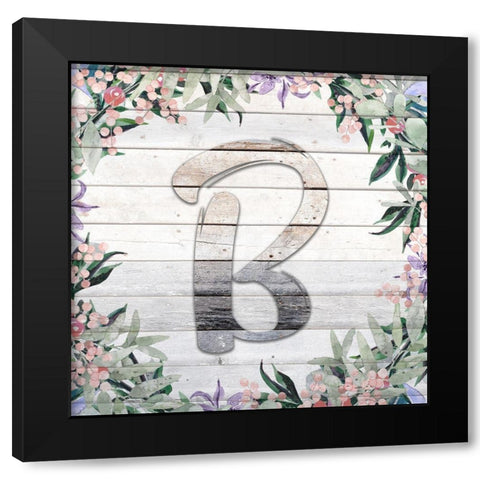 B Monogram Black Modern Wood Framed Art Print with Double Matting by Kimberly, Allen