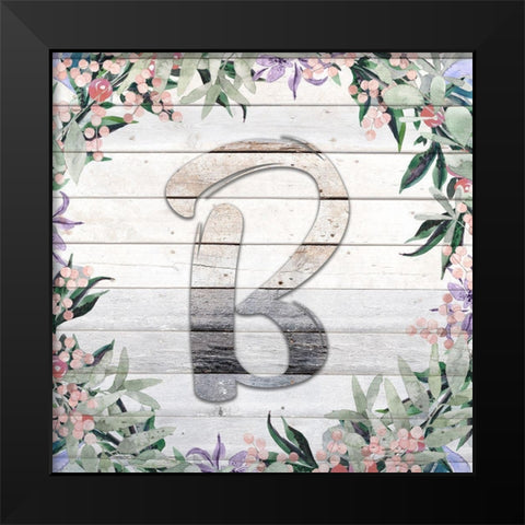 B Monogram Black Modern Wood Framed Art Print by Kimberly, Allen