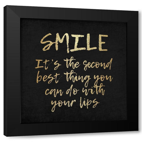 Lips Black Modern Wood Framed Art Print with Double Matting by Kimberly, Allen