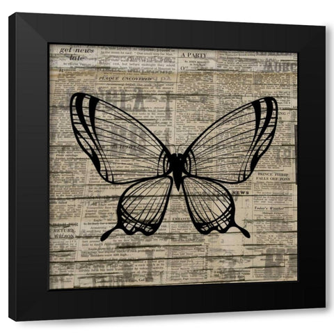 Butterfly On Print 1 Black Modern Wood Framed Art Print with Double Matting by Allen, Kimberly