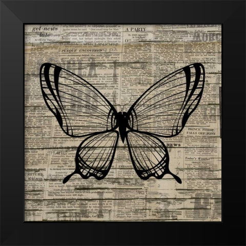Butterfly On Print 1 Black Modern Wood Framed Art Print by Allen, Kimberly