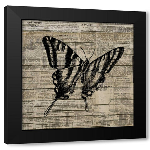 Butterfly On Print 2 Black Modern Wood Framed Art Print with Double Matting by Allen, Kimberly