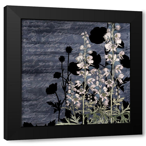 Navy Square Floral 2 Black Modern Wood Framed Art Print by Kimberly, Allen