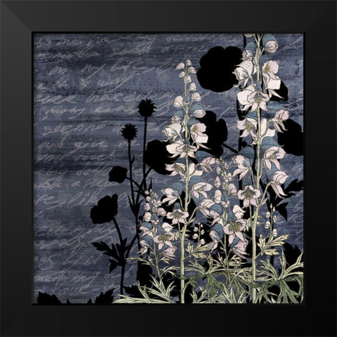 Navy Square Floral 2 Black Modern Wood Framed Art Print by Kimberly, Allen