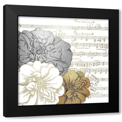Mettalic Notes 1 Black Modern Wood Framed Art Print by Kimberly, Allen