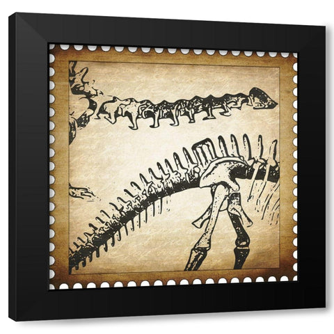Dino Stamp 2 Black Modern Wood Framed Art Print with Double Matting by Kimberly, Allen