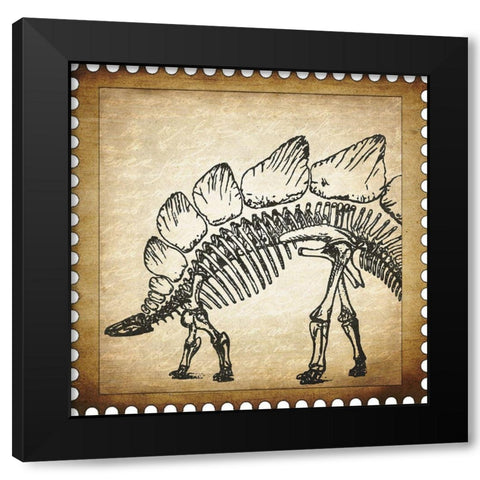 Dino Stamp 3 Black Modern Wood Framed Art Print with Double Matting by Kimberly, Allen