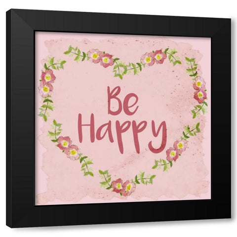 Be Happy Black Modern Wood Framed Art Print with Double Matting by Allen, Kimberly