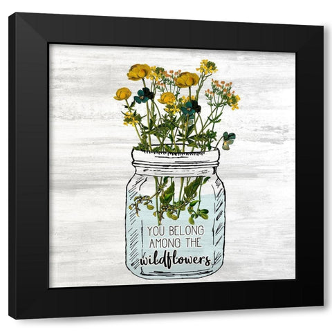 Wildflower Jar 1 Black Modern Wood Framed Art Print by Kimberly, Allen