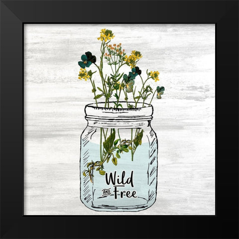 Wildflower Jar 3 Black Modern Wood Framed Art Print by Kimberly, Allen
