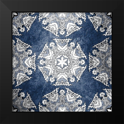 Navy Tiled 1 Black Modern Wood Framed Art Print by Kimberly, Allen
