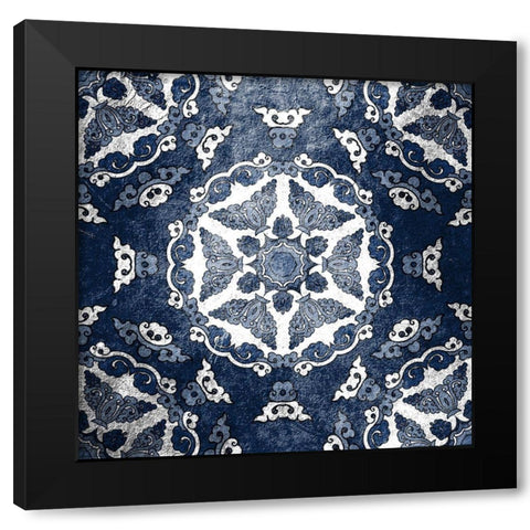 Navy Tiled 3 Black Modern Wood Framed Art Print with Double Matting by Kimberly, Allen