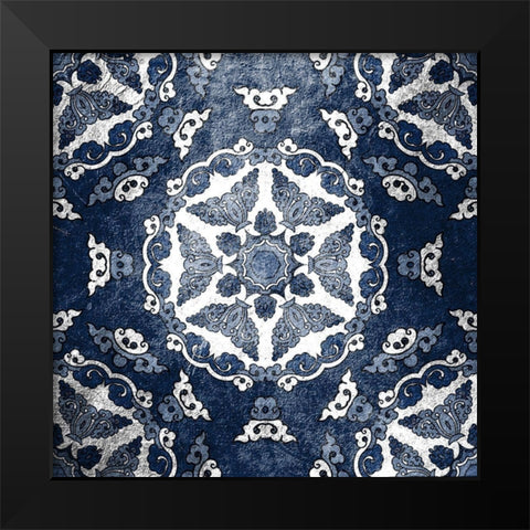 Navy Tiled 3 Black Modern Wood Framed Art Print by Kimberly, Allen