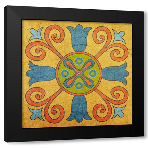 Colorful Tile 1 Black Modern Wood Framed Art Print with Double Matting by Kimberly, Allen