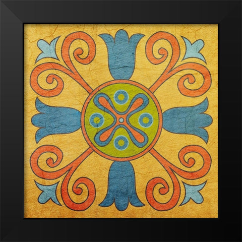 Colorful Tile 1 Black Modern Wood Framed Art Print by Kimberly, Allen