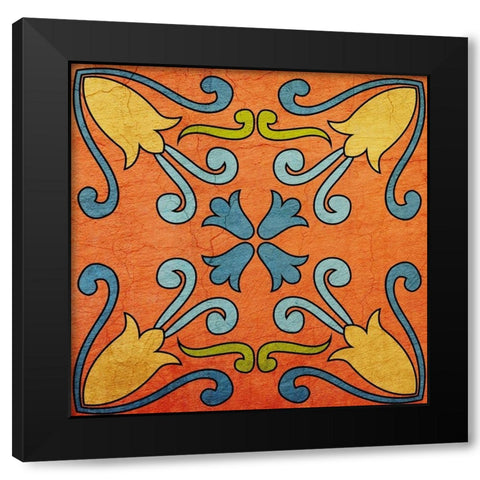 Colorful Tile 3 Black Modern Wood Framed Art Print by Kimberly, Allen