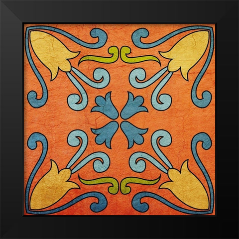 Colorful Tile 3 Black Modern Wood Framed Art Print by Kimberly, Allen
