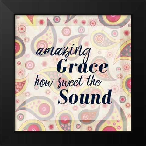 Amazing Grace Paisley Black Modern Wood Framed Art Print by Allen, Kimberly
