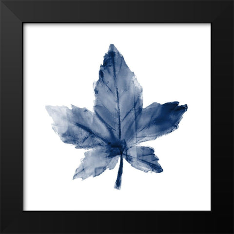 Navy Leaf Print 1 Black Modern Wood Framed Art Print by Kimberly, Allen