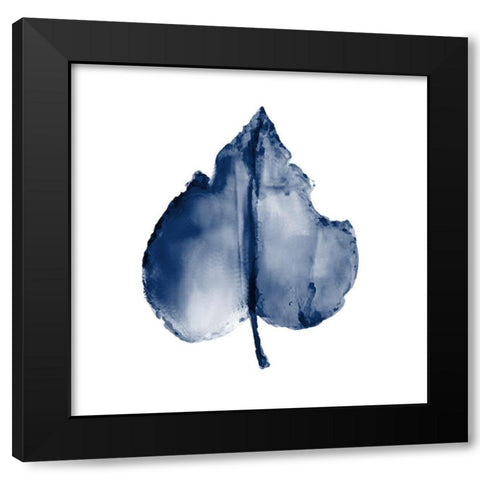 Navy Leaf Print 2 Black Modern Wood Framed Art Print with Double Matting by Kimberly, Allen