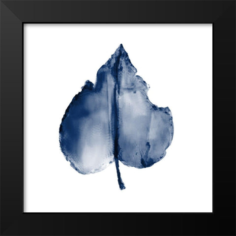 Navy Leaf Print 2 Black Modern Wood Framed Art Print by Kimberly, Allen