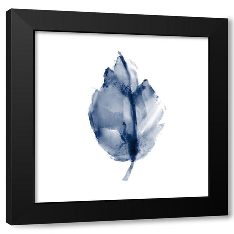 Navy Leaf Print 3 Black Modern Wood Framed Art Print by Kimberly, Allen