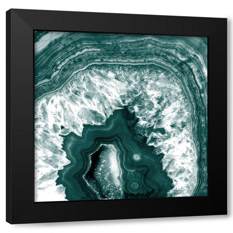 Geo Emerald Black Modern Wood Framed Art Print by Kimberly, Allen