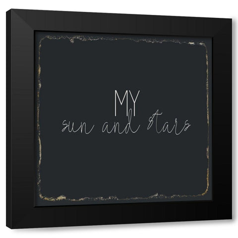 Moon and Stars 2 Black Modern Wood Framed Art Print with Double Matting by Kimberly, Allen