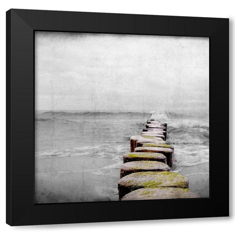 Beach Line Black Modern Wood Framed Art Print by Kimberly, Allen