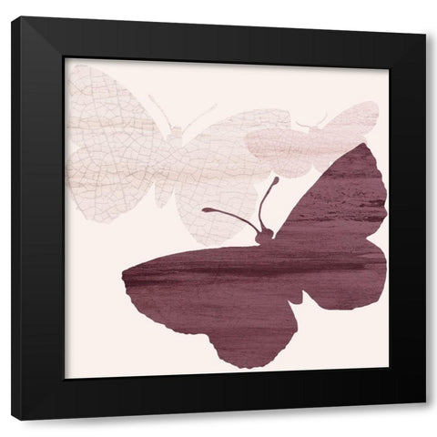 Blush Butterflies 1 Black Modern Wood Framed Art Print with Double Matting by Kimberly, Allen