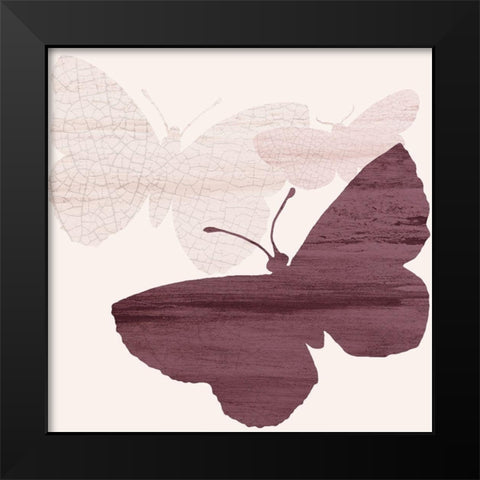 Blush Butterflies 1 Black Modern Wood Framed Art Print by Kimberly, Allen