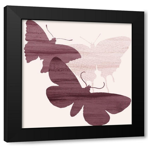 Blush Butterflies 2 Black Modern Wood Framed Art Print by Kimberly, Allen