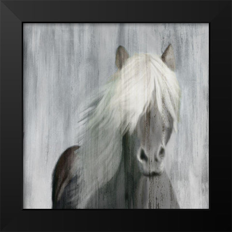 White Mane Black Modern Wood Framed Art Print by Kimberly, Allen
