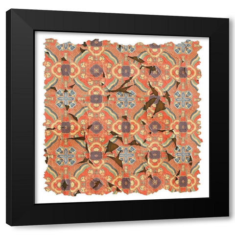 Tattered Global Pattern 1 Black Modern Wood Framed Art Print by Kimberly, Allen