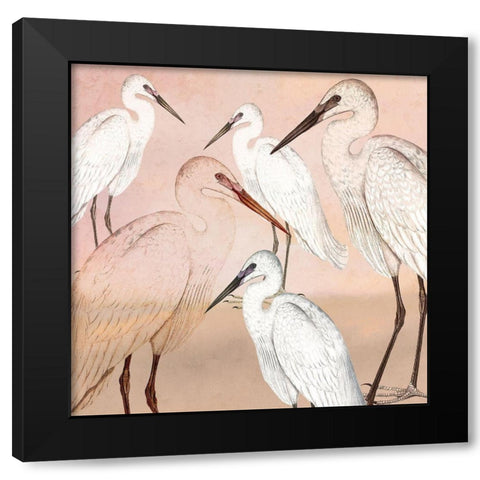Cranes in Pink Black Modern Wood Framed Art Print by Kimberly, Allen
