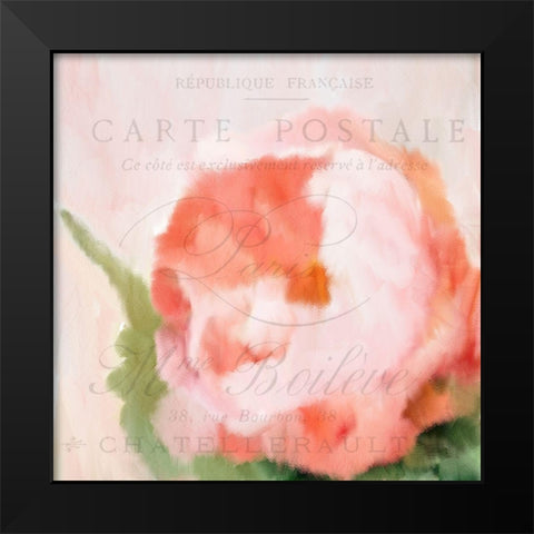 Pink Peony Black Modern Wood Framed Art Print by Kimberly, Allen