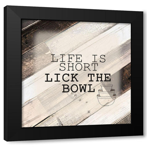 Lick The Bowl Black Modern Wood Framed Art Print by Kimberly, Allen