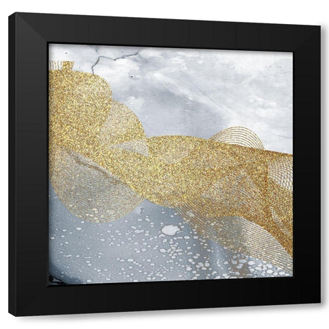 Blue Grey Gold Black Modern Wood Framed Art Print by Kimberly, Allen