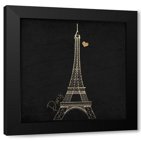 Paris Gold 1 Black Modern Wood Framed Art Print by Kimberly, Allen