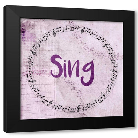 Music Sing Black Modern Wood Framed Art Print with Double Matting by Allen, Kimberly
