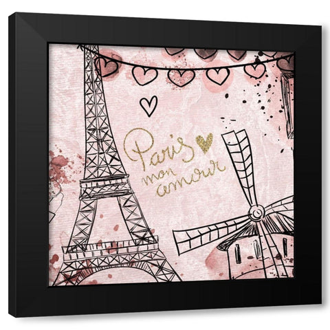 Paris mon Amour 2 Black Modern Wood Framed Art Print by Kimberly, Allen