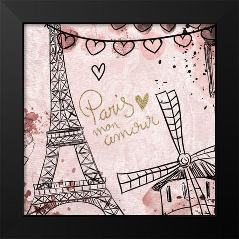 Paris mon Amour 2 Black Modern Wood Framed Art Print by Kimberly, Allen