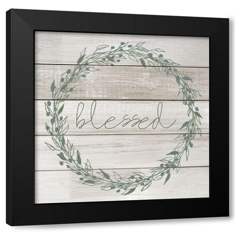 Blessed Wreath Black Modern Wood Framed Art Print with Double Matting by Kimberly, Allen