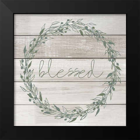 Blessed Wreath Black Modern Wood Framed Art Print by Kimberly, Allen