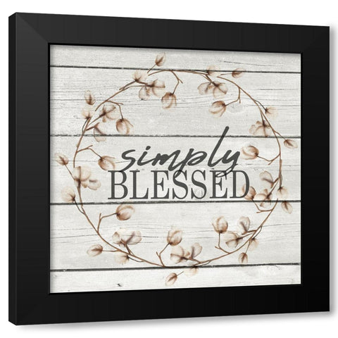 Simply Blessed Wreath Black Modern Wood Framed Art Print with Double Matting by Kimberly, Allen